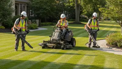 Tree service crew providing lawn care in Miami, FL for healthy turf and property maintenance