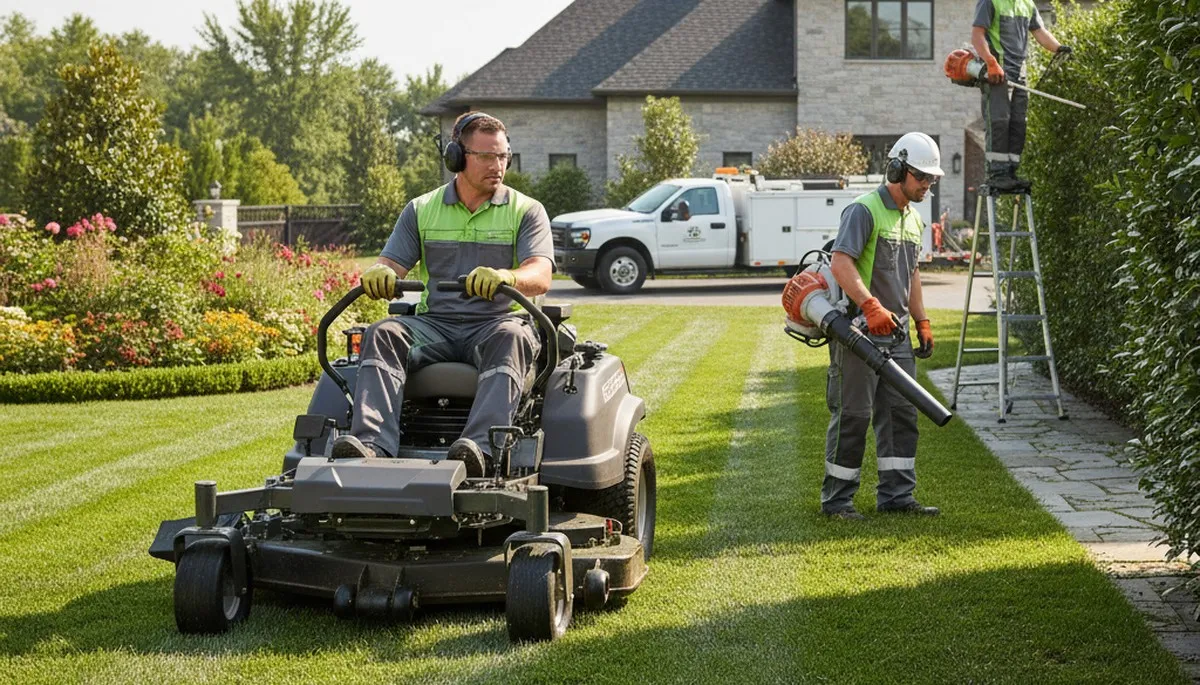 Tree trimming crew providing lawn care services in Miami, FL