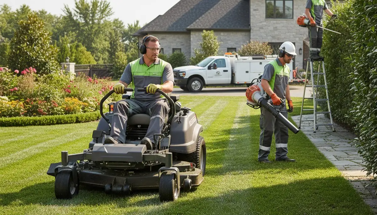 Tree trimming crew providing lawn care services in Miami, FL