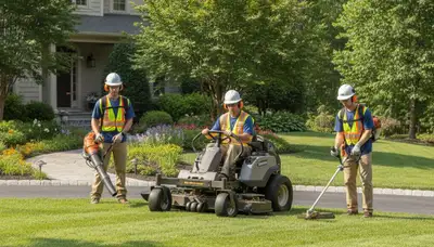 Miami, FL tree trimming team maintaining healthy turf for lawn service customers