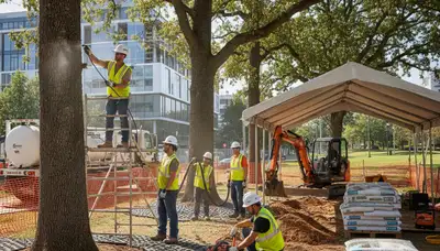 Miami, FL tree service protecting roots with root barrier installation for residential property