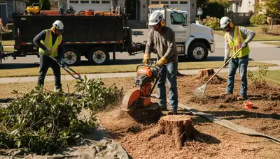 Miami, FL tree service removing overgrown shrubs to clear and tidy a residential property