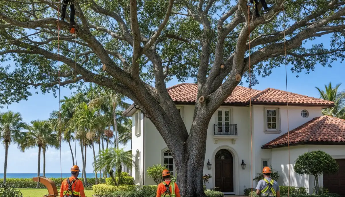 Tree service crew in Miami, FL providing professional tree trimming and maintenance