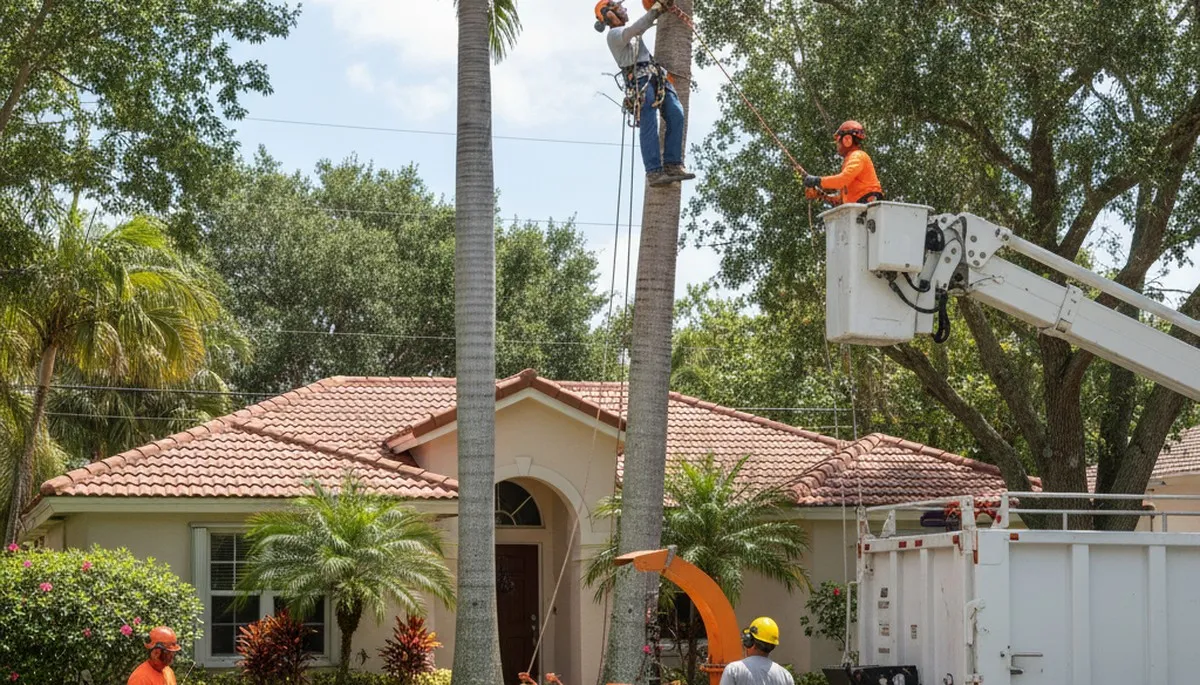 Tree service team in Miami, FL providing professional tree trimming and care for local properties