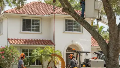 Miami, FL tree service crew providing professional tree trimming and maintenance for local properties