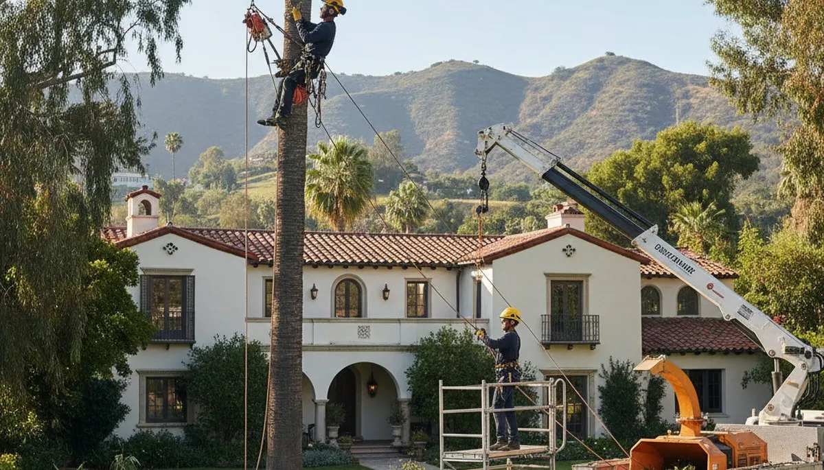 Tree service team in Miami, FL trimming trees for safe, professional property maintenance