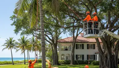 Miami, FL tree service crew providing professional tree trimming for residential and commercial properties