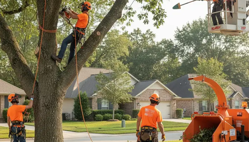 Miami, FL tree trimming crew pruning trees for safer, healthier residential properties