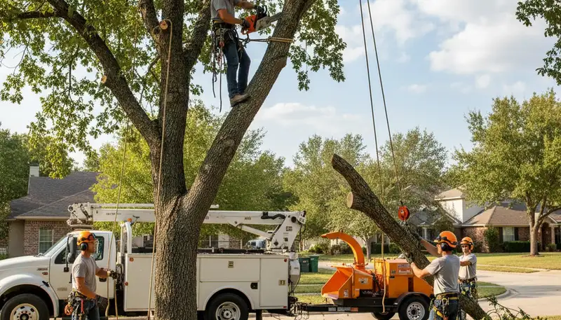 Miami, FL tree trimming crew pruning a healthy tree for safer, neater property care
